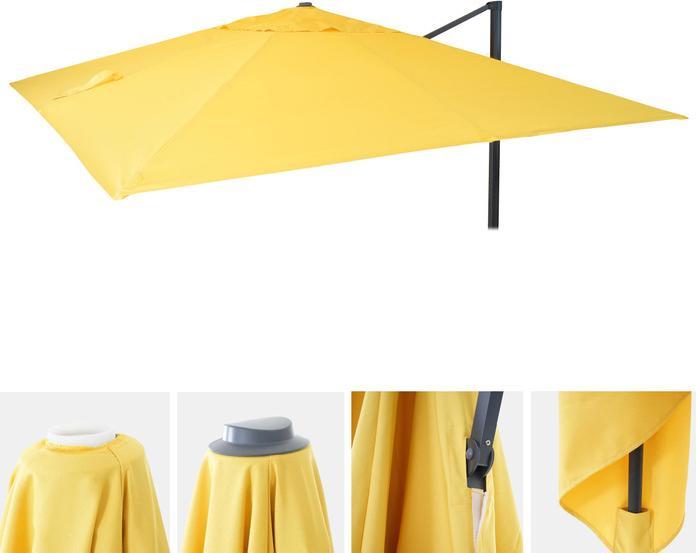 Produktbild Swisshandel24 Bezug für Luxus-Ampelschirm, Sonnenschirmbezug Ersatzbezug, 3x3m (Ø4,24m) Polyester 2,7kg gelb (2.95 m)