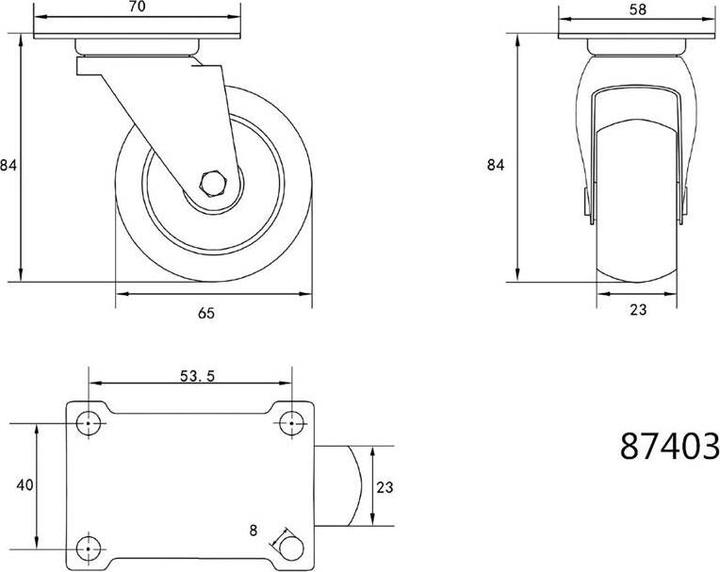 Image du produit Toya Roue Vorel Twin en polypropylène 60 mm