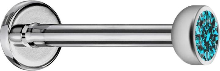 Produktbild Star Piercing Micro Labret Innengewinde silber mit Halbkugel Kristall aqua (ohne Messing, Titan G23)
