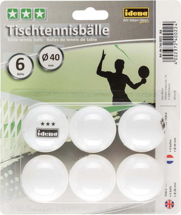 Idena Tischtennisbälle 6er,3 Stern, Ø ca.40mm (6 Stk.)