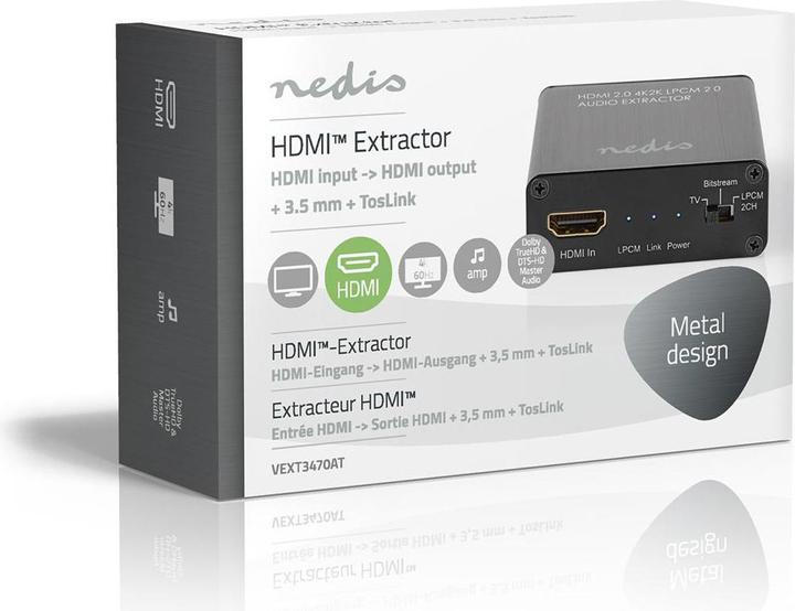 Produktbild Nedis HDMI Extractor| Eingang| Ausgang TosLink Buchse 1x 3.5 mm| - Audio/Multimedia