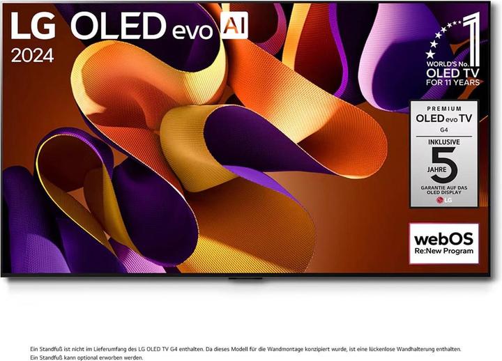 Produktbild LG OLED65G48LW 4K OLED evo TV (2024) Gallery Design 164 cm (65) (65", G4, OLED, 4K, 2024)