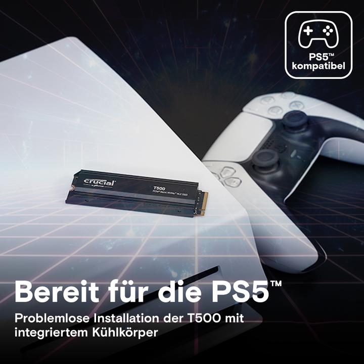 Actual product image Crucial T500 mit Kühlkörper (4000 GB, M.2 2280)