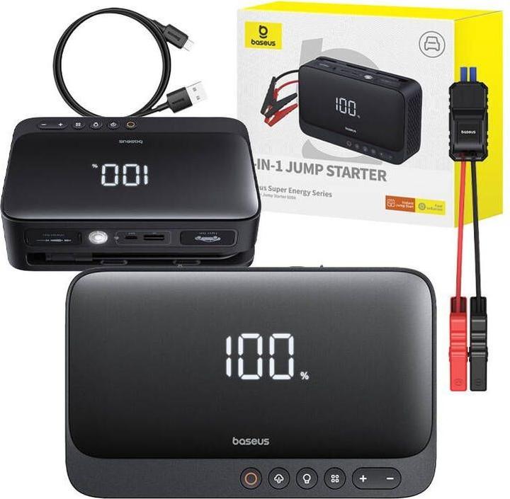 Produktbild Baseus Super Energy Car Jump Starter, 600A czarny (600 A, 3000 mAh)