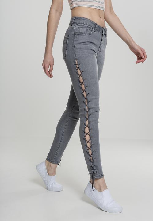 Actual product image Urban Classics Ladies Denim Lace Up Skinny Pants (29)