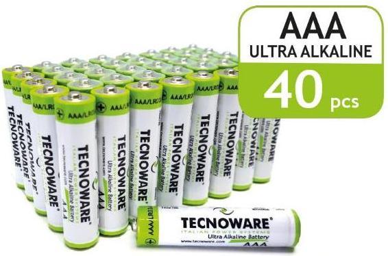 Image du produit Tecnoware Piles ultra alcalines AAA - 1.5 volts - Idéales pour les jouets, les contrôleurs, les télécommandes (40 pcs, AAA, 1250 mAh)