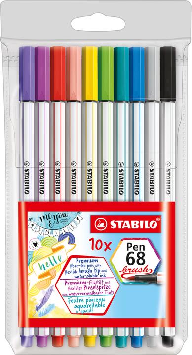 Image du produit STABILO Stylo 68 pinceau Premium (Multicolore, 10 x)
