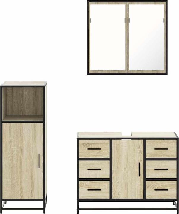 Produktbild VidaXL 3-tlg. Badmöbel-Set Sonoma-Eiche Holzwerkstoff Badmöbelset