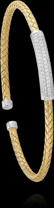 Charles Garnier Zweifarbiges Silberarmband, Zirkonoxid (6 cm, 925er Silber)