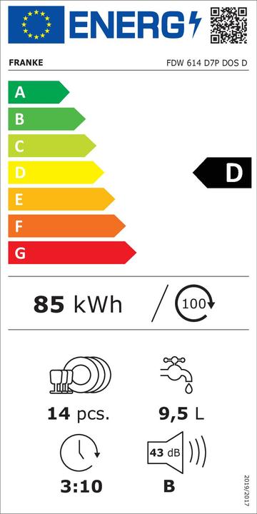 Label énergétique Franke Einbaugeschirrspüler 60 cm