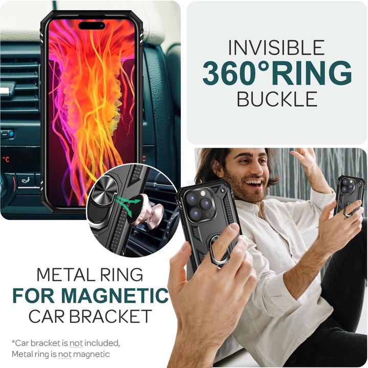 Immagine prodotto Nalia Coperchio ad anello antiurto in stile militare (Apple iPhone 15 Pro)
