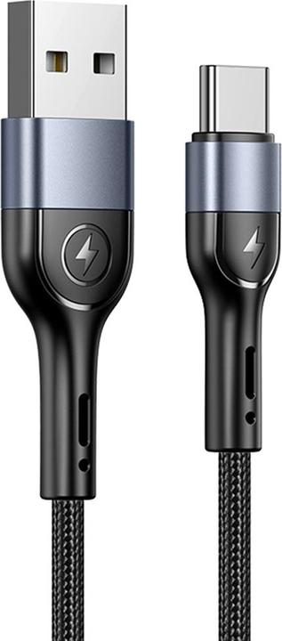Actual product image Usams Cable pleciony U55 2A USB-C czarny/black 1m SJ449USB01 (US-SJ449) (1 m, USB 3.2 Gen 1)