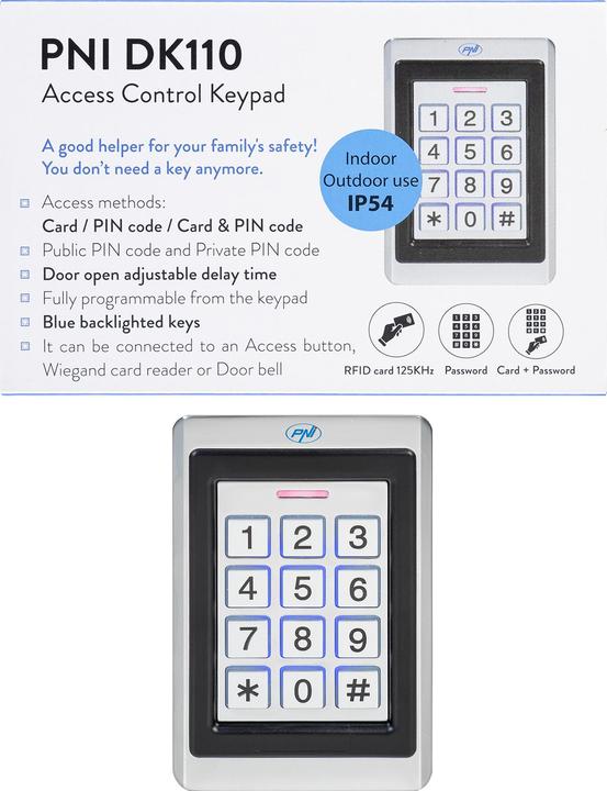 Actual product image PNI Access control keypad DK110, stand-alone, outdoor and indoor, IP54 (Key)