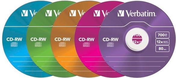 Produktbild Verbatim CD-RW, 12x, 700MB, 5er Pack, Colour (5 x)