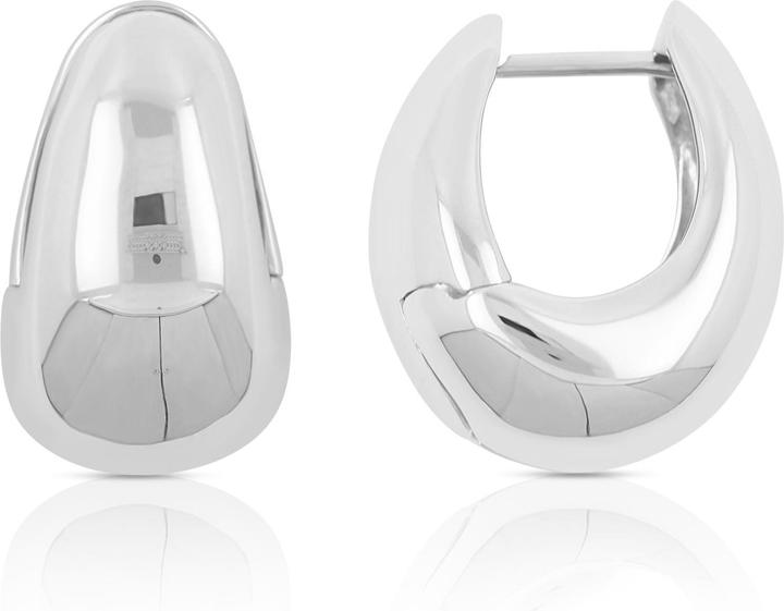 Image du produit Muau Créole en or blanc 750, ornée d'un diamant 19x15mm (Or blanc 750/18K)
