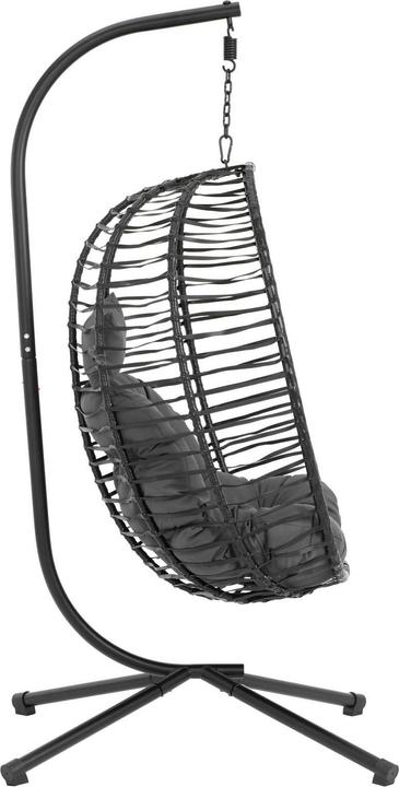 Produktbild Uniprodo Outdoor-Hängesessel mit Gestell Hängesessel Garten faltbar schwarz/grau 150 kg (150 kg)