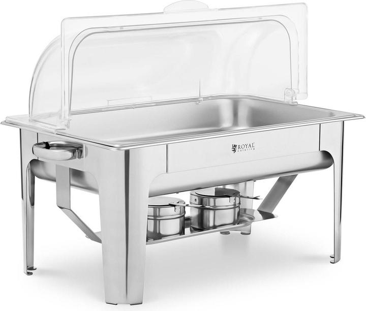 Actual product image Royal Catering Chafing Dish Warmhaltebehälter Rechaud GN 1/1 8,5 L breiter Stand