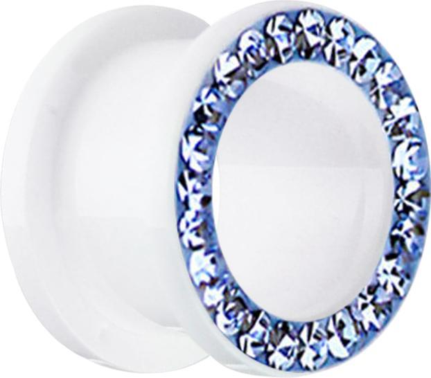 Produktbild Star Piercing Flesh Tunnel weiss mit Kristall helllbau und Epoxy Schutzschicht (ohne Messing, Acryl)