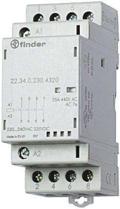 Image du produit Finder Modular contactor 3NO+1NC 25A 230V ac/dc