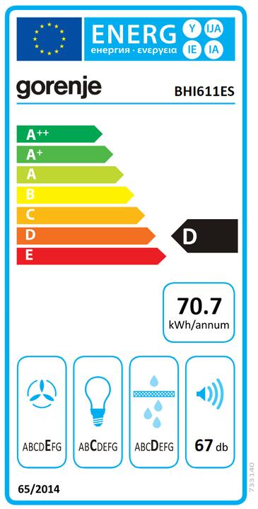 Energy Label Gorenje BHI611ES (Wall hood)