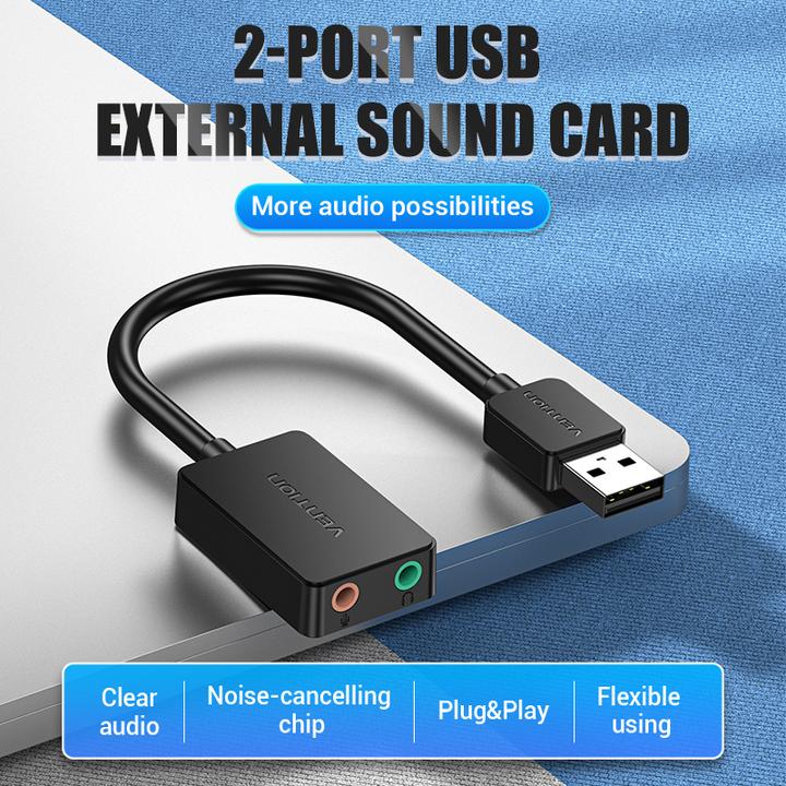 Actual product image Vention External sound card USB 2.0 CDYB0 2-port 0.15m (USB)