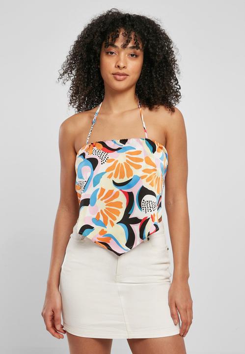 Produktbild Urban Classics Ladies Cropped AOP Satin Triangle Top - 17922 (L)