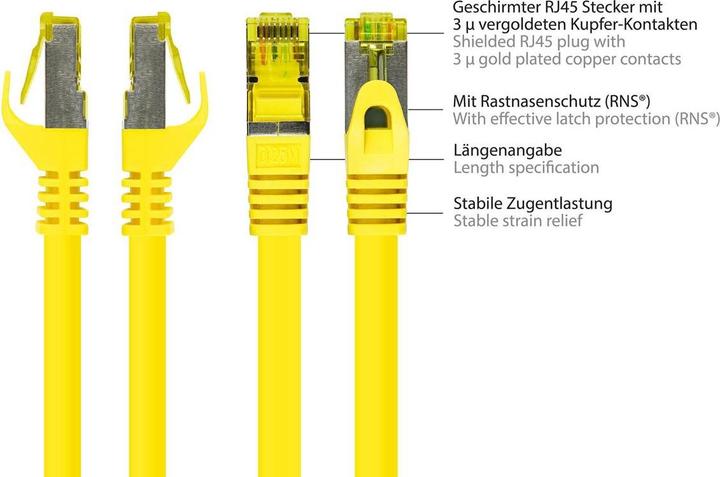 Immagine prodotto Good Connections Cavo patch RJ45 con cavo grezzo Cat.7 e protezione a scatto (RNS®), S/FTP, PiMF, senza alogeni (S/FTP, CAT7, 40 m)