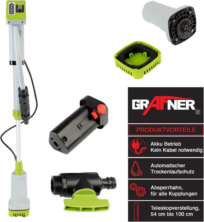 Actual product image Grafner Battery-powered rain barrel pump (Rain barrel pump)