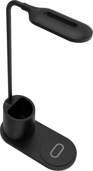 Produktbild Rebeltec Led-Lampe mit drahtlosem Induktionsladegerät QI W600 10W High speed schwarz (250 lm)