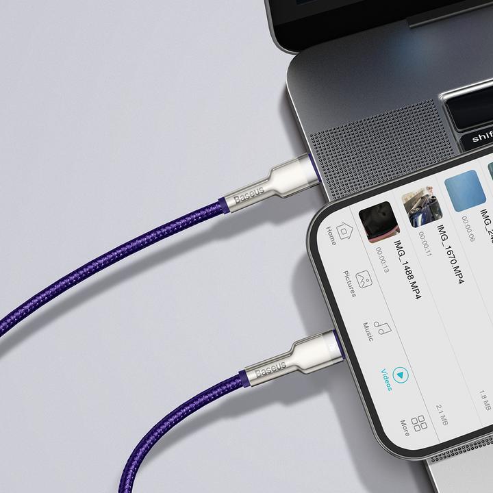 Actual product image Baseus Cafule Series USB-C cable for Lightning, 20W, 2m (purple) (2 m, USB 2.0)