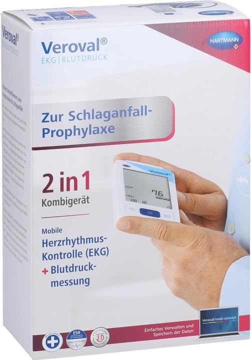 Produktbild Hartmann Veroval EKG- und Blutdruckmessgerät, Schlaganfallprophylaxe Mobile EKG-Funktion und vollautomatisch (Blutdruckmessgerät Oberarm)