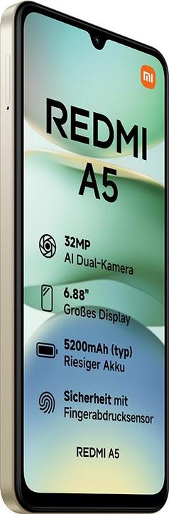 Actual product image Xiaomi Redmi A5 4G (128 GB, Sandy Gold, 6.88", Dual SIM, 32 Mpx, 4G)