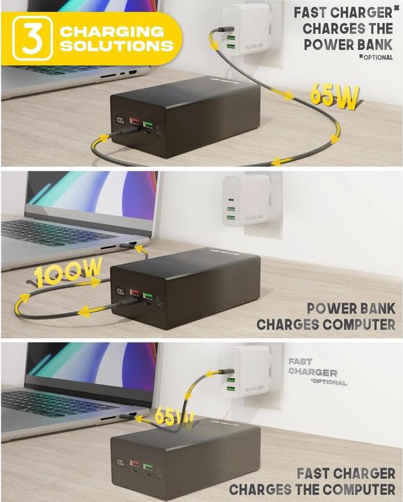 Image du produit Sunslice Batterie externe "Gravity 40" (40000 mAh, 100 W, 100 Wh)