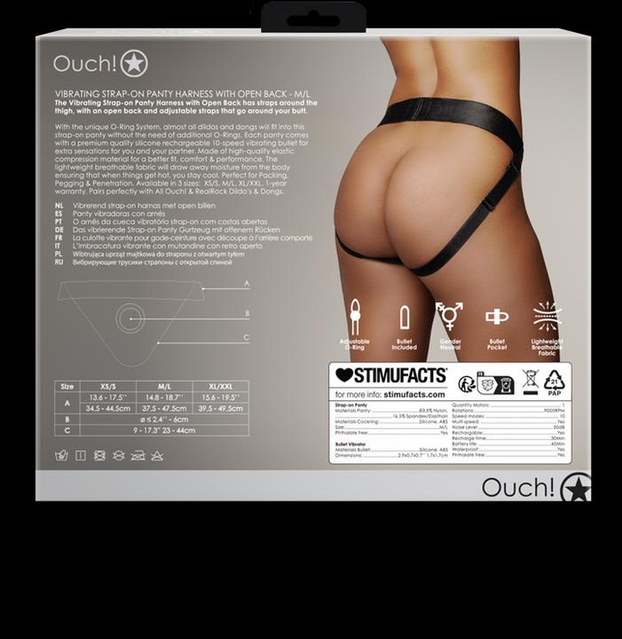 Immagine prodotto Ouch! Vibrating Strap-on Panty Harness - Open Back - M/L