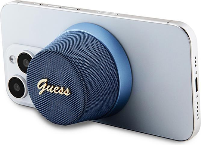 Actual product image Guess głośnik Bluetooth GUWSC3ALSMB Speaker Stand niebieski/blue Magnetic Script Metal (12 h, USB power delivery)