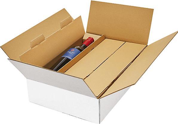 Actual product image kaiserkraft Wine bottle box, white, for 3 bottles, 8+ items. (1 x)
