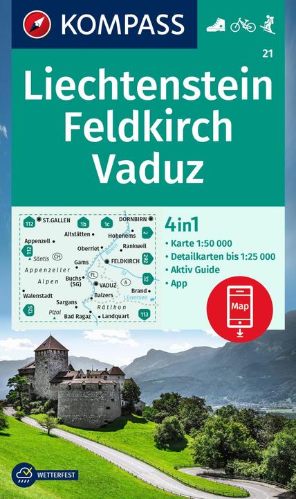 Produktbild KOMPASS Wanderkarte 21 Liechtenstein, F