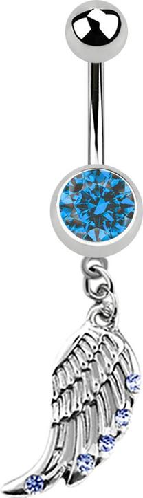 Immagine prodotto Star Piercing Banana in argento con ali pendenti e cristallo azzurro (Acciaio chirurgico 316L, senza ottone)