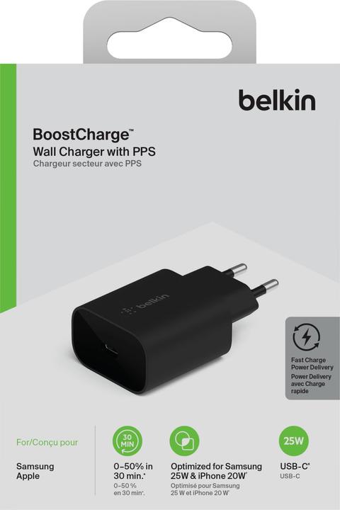 Productafbeelding Belkin Netzladegerät USB-C 25W PD 3.0 schwarz WCA004vfBK (25 W)