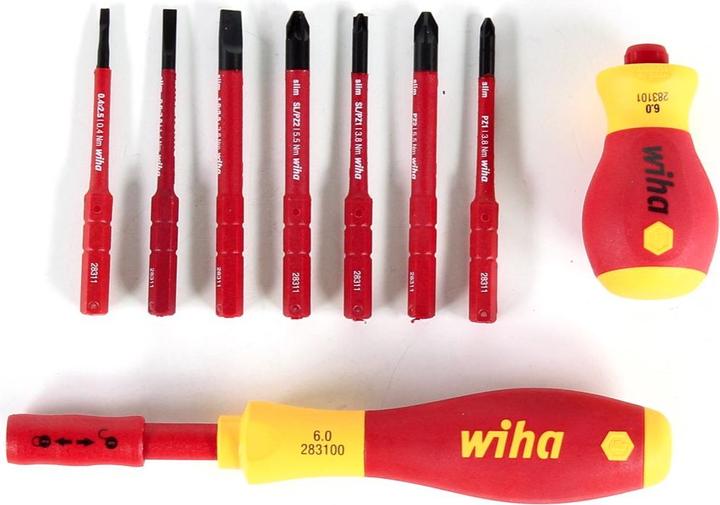 Actual product image Wiha Screwdriver and bit set slimVario slotted Pozidriv PlusMinus/Pozidriv in pouch (Slotted screws, Pozidriv cross recess (PZ))
