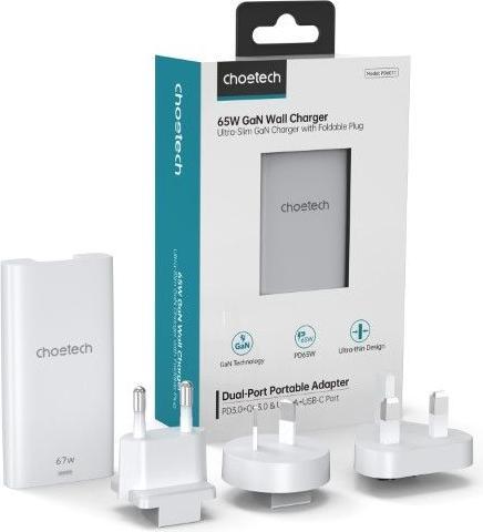 Productafbeelding Choetech USB-C en USB-A GaN snelle oplader (65 W)