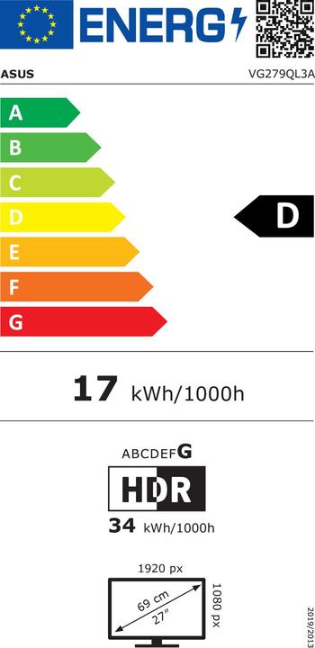 Energy Label ASUS TUF Gaming VG279QL3A (1920 x 1080 pixels, 27")