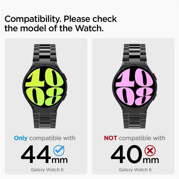Actual product image Spigen Pasek Modern Fit Band na Samsung Galaxy Watch 6 (44 mm) - czarny (Stainless steel)