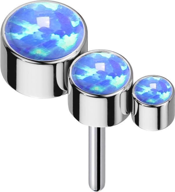 Star Piercing Threadless silber absteigend drei Opale blau (Titan G23, ohne Messing)