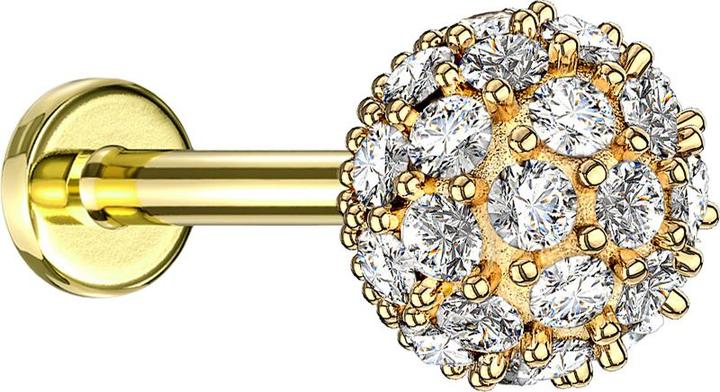 Produktbild Star Piercing Micro Labret Innengewinde 14k vergoldet multi Kristallkugel (Messing)