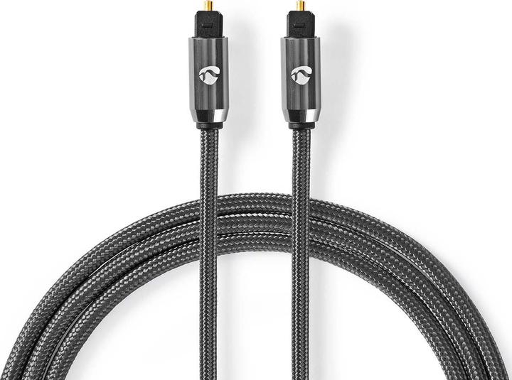 Produktbild Nedis Optical audio cable TosLink Male, 5m, round, braided - Gray With Metal (5 m, TOSLINK)