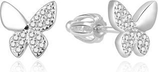 Beneto Charming silver earrings with zircons Butterflies AGUP2057S