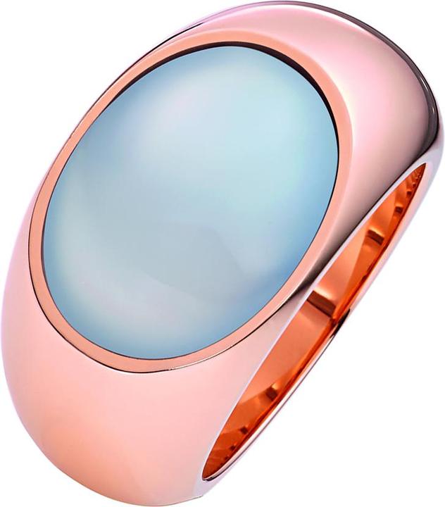 Xen Ring mit blauen Chalcedon - rosè vergoldet (56)