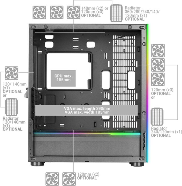 Actual product image Mars Gaming Boitier Grand Tour E-Atx Mc-Ult Avec Panneaux Vitrés (Noir) (mATX, Mini-ITX, ATX)
