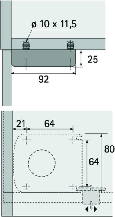 Actual product image Werkstarck Mounting plate for plinth adjustment feet Correct (Plastic sliders, 100 Piece)